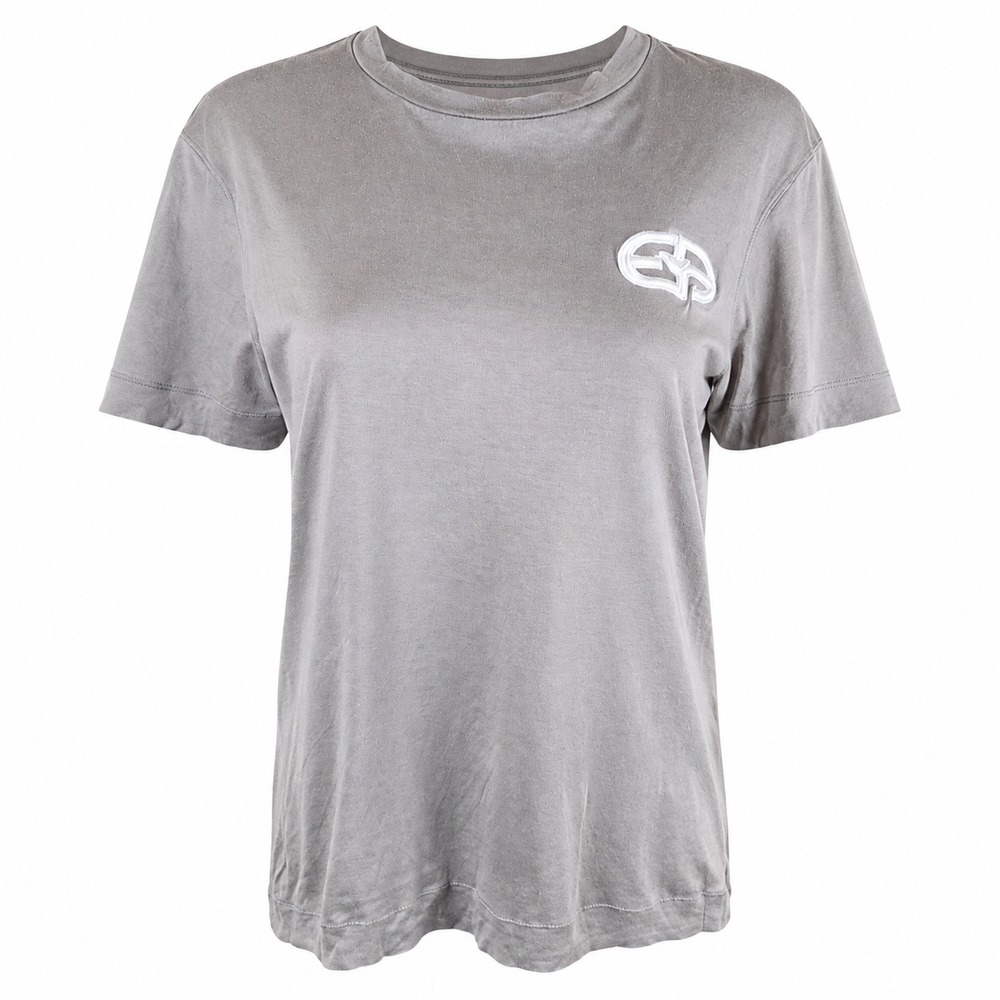 Emporio Armani Eagle Logo Gray Crew Neck T-Shirt Size XS Distressed Flaw